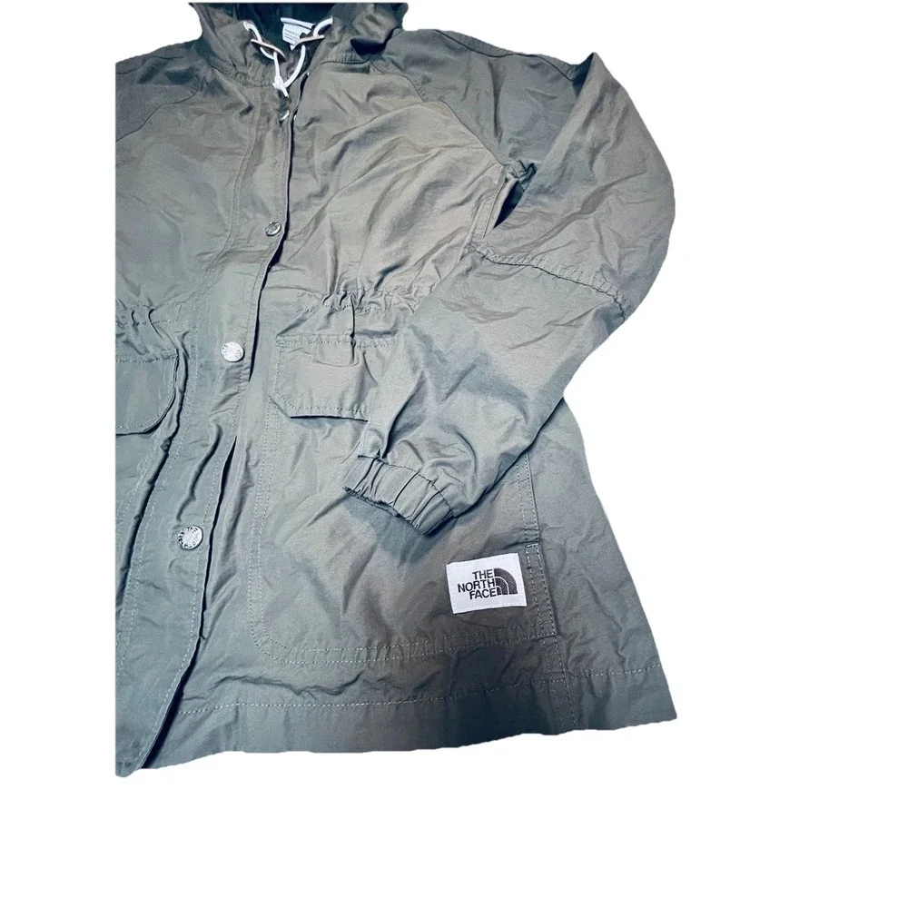 The North Face Women Rainsford Jacket‎ Taupe Green Rain Parka Hooded Med